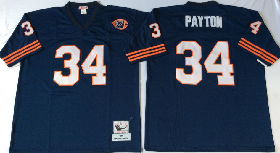 Men's Walter Payton #34 Chicago Bears White Navy Vintage Stitched Football Jersey