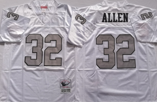 Men's Marcus Allen #32 Oakland Raiders White Black Vintage Stitched Football Jersey