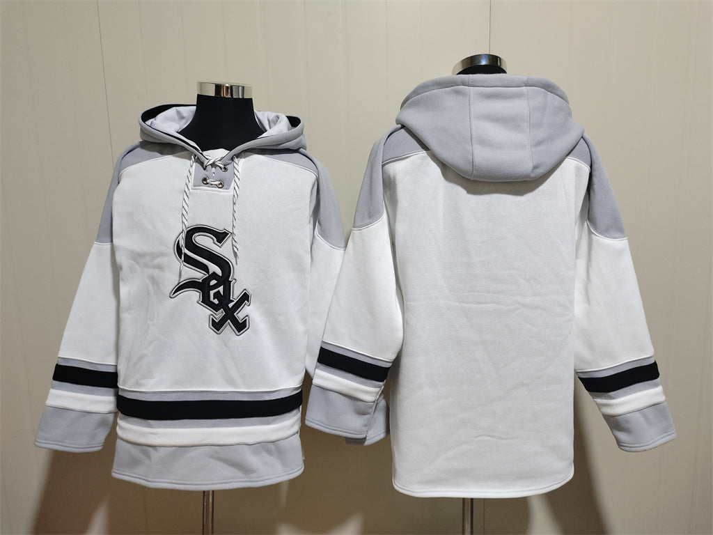 Men's Frank Thomas Chicago White Sox White Jersey Ageless Must-Have Lace-Up Pullover Hoodie