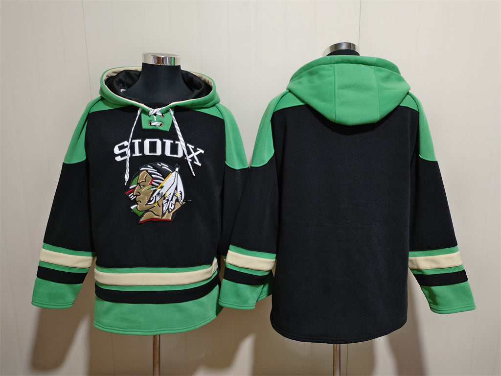 Men's North Dakota Fighting Sioux Blank Cream Green Black Pullover Hoodie