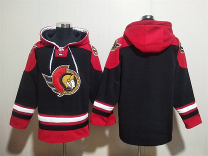 Men's Brady Tkachuk Ottawa Senators Black Jersey Ageless Must-Have Lace-Up Pullover Hoodie