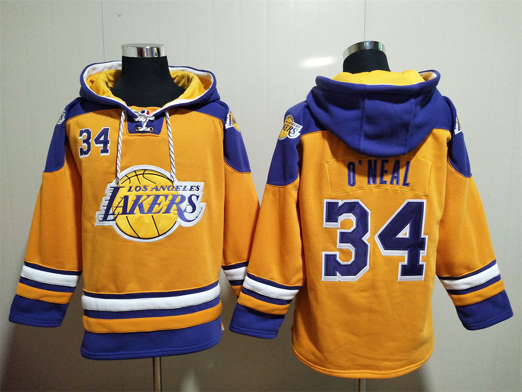 Men's Magic Johnson Los Angeles Lakers Blank Gold Pullover Hoodie