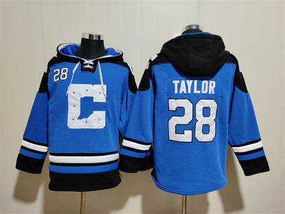 Men's Jonathan Taylor Indianapolis Colts Royal Jersey Ageless Must-Have Lace-Up Pullover Hoodie