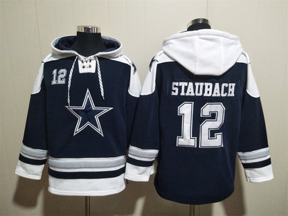 Men's CeeDee Lamb Dak Prescott Dallas Cowboys Navy Ageless Must-Have Lace-Up Pullover Hoodie