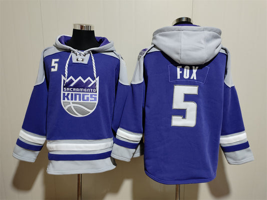Men's De'Aaron Fox Sacramento Kings Purple Ageless Must-Have Lace-Up Pullover Hoodie