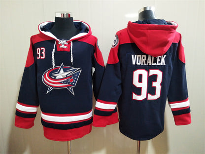 Men's Patrik Laine Columbus Blue Jackets Navy Jersey Ageless Must-Have Lace-Up Pullover Hoodie