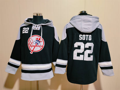 Men's Derek Jeter Yankees Black Jersey Ageless Must-Have Lace-Up Pullover Hoodie