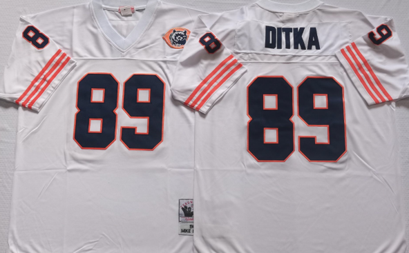 Men's Mike Ditka #89 Chicago Bears White Navy Vintage Stitched Football Jersey
