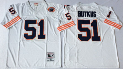 Men's Dick Butkus #51 Chicago Bears White Navy Vintage Stitched Football Jersey