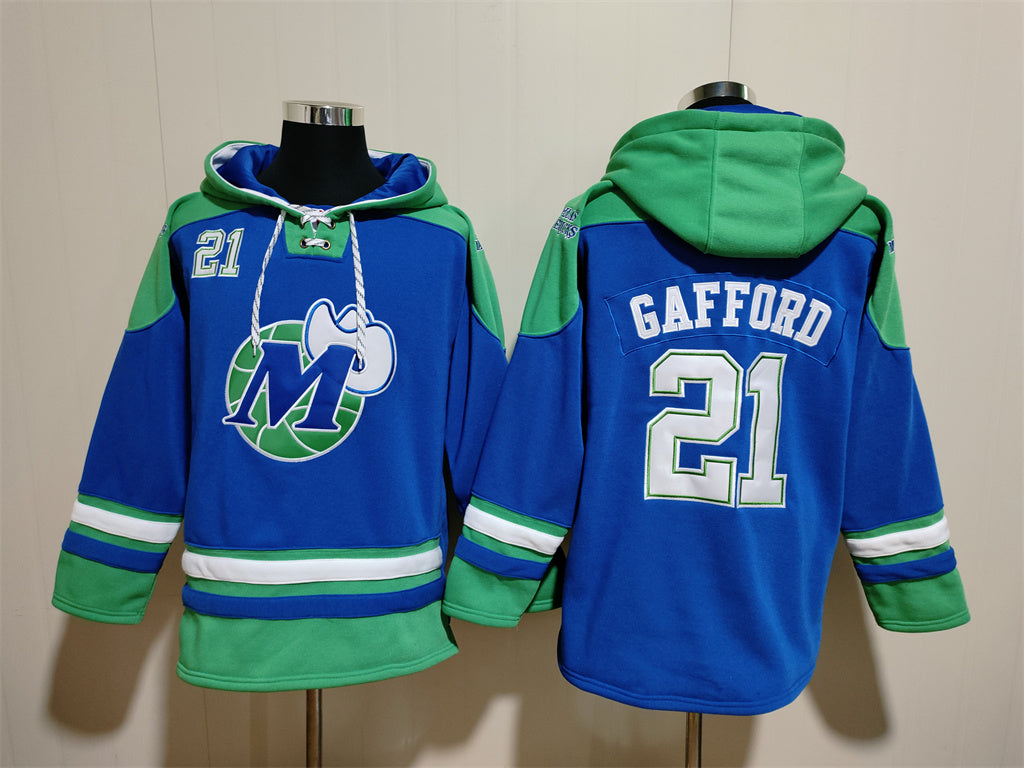 Men's Kyrie Irving Dallas Mavericks Blank Blue Pullover Hoodie