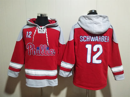 Men's Philadelphia Phillies Red Jersey Ageless Must-Have Lace-Up Pullover Hoodie