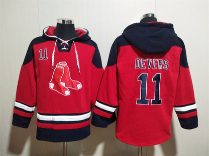Men's David Ortiz Boston Red Sox Red Jersey Ageless Must-Have Lace-Up Pullover Hoodie