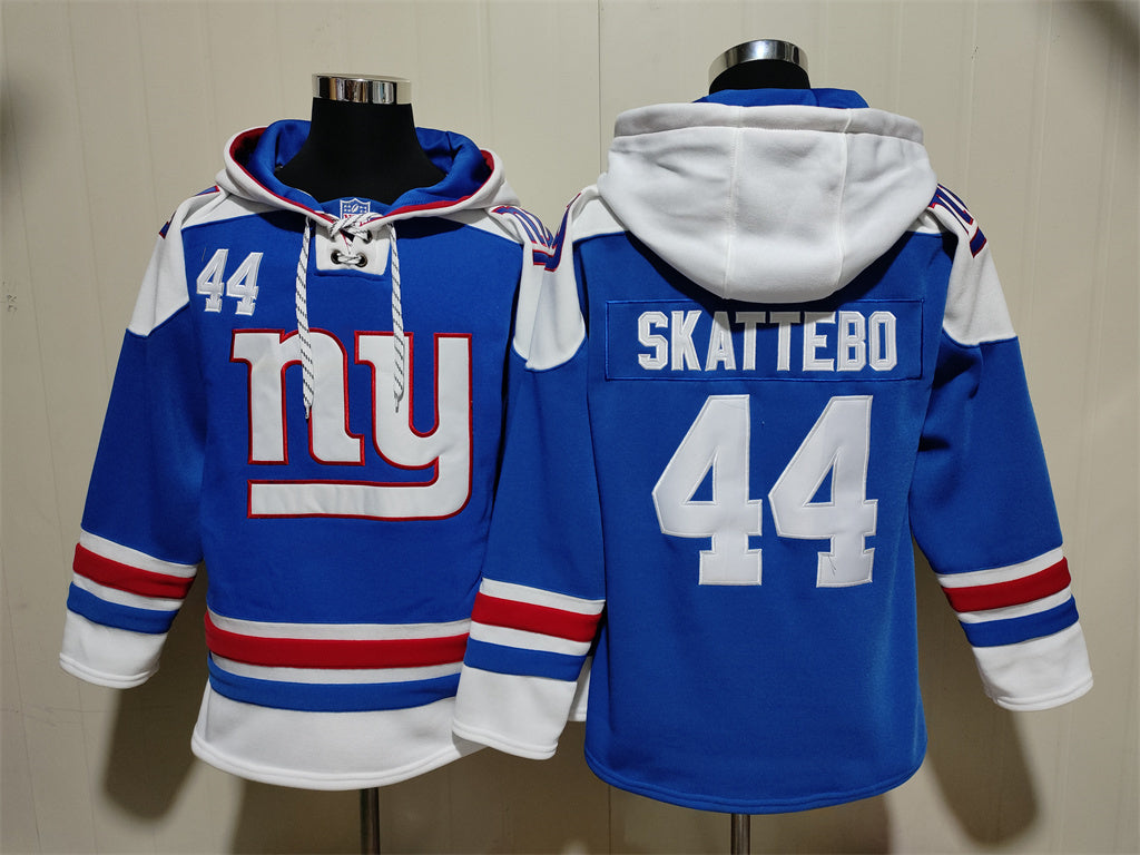 Men's Cam Skattebo New York Giants Royal Jersey Ageless Must-Have Lace-Up Pullover Hoodie