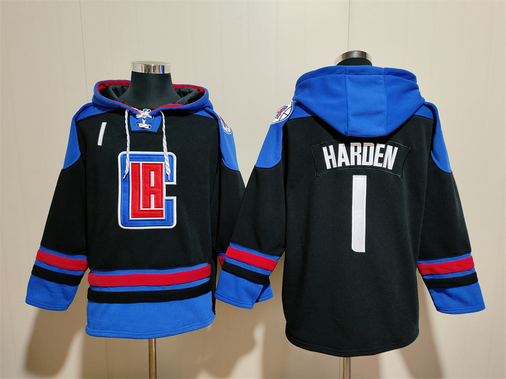 Men's Kawhi Leonard LA Clippers Black Ageless Must-Have Lace-Up Pullover Hoodie