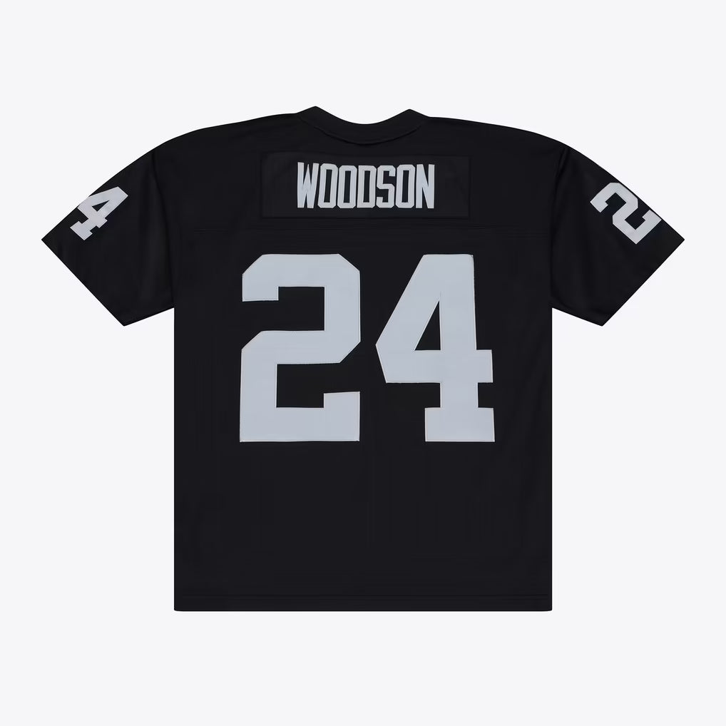 Men's Charles Woodson #24 Oakland Raiders White Black Vintage Stitched Football Jersey