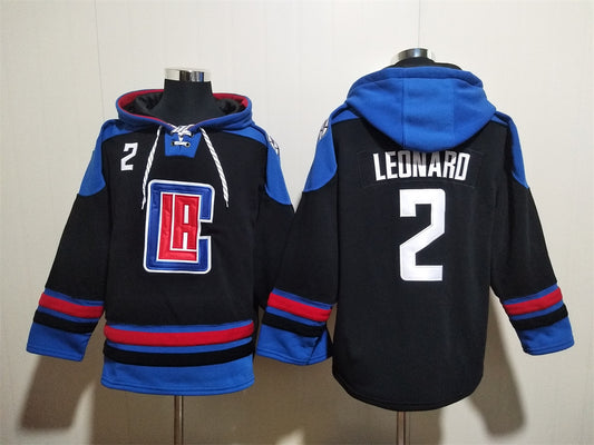 Men's Kawhi Leonard LA Clippers Black Ageless Must-Have Lace-Up Pullover Hoodie