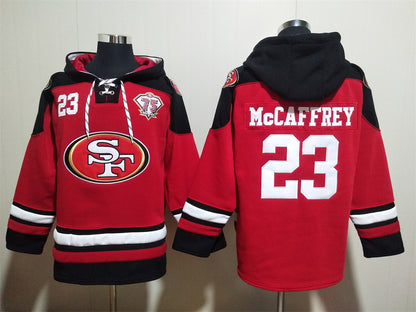 Men's Christian McCaffrey San Francisco 49ers Scarlet Ageless Must-Have Lace-Up Pullover Hoodie