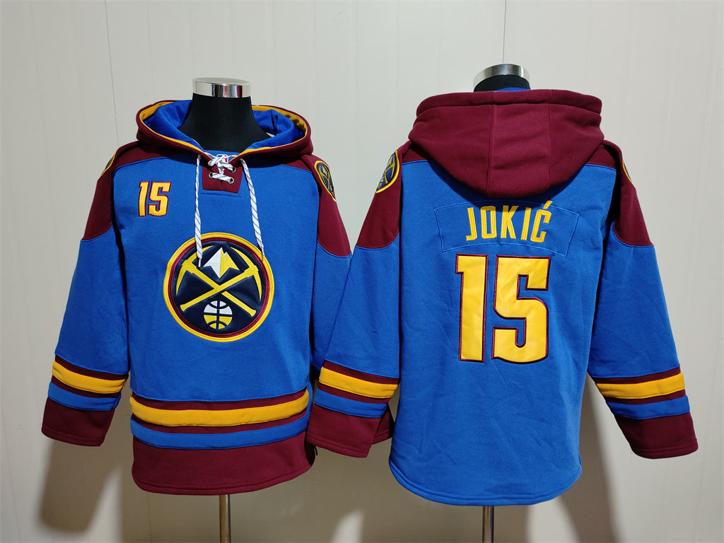 Men's Nikola Jokić Denver Nuggets Royal Ageless Must-Have Lace-Up Pullover Hoodie