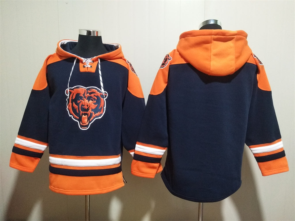 Men's Walter Payton Chicago Bears Navy Ageless Must-Have Lace-Up Pullover Hoodie