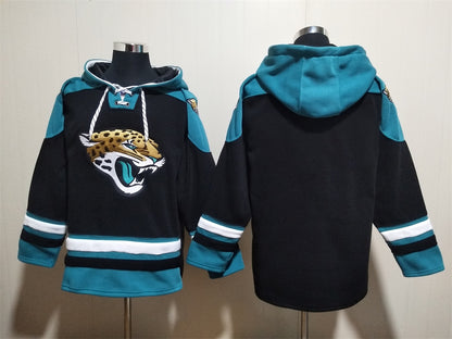 Men's Travis Hunter Trevor Lawrence Jacksonville Jaguars Black Jersey Ageless Must-Have Lace-Up Pullover Hoodie