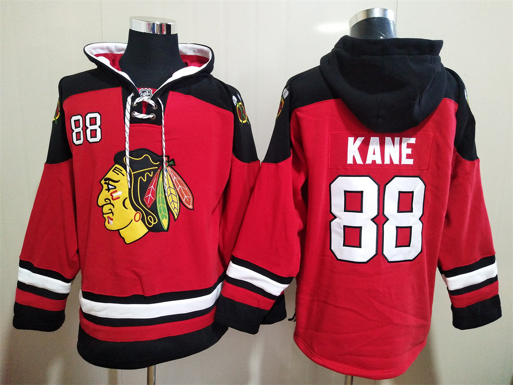 Men's Connor Bedard Chicago Blackhawks Red Jersey Ageless Must-Have Lace-Up Pullover Hoodie