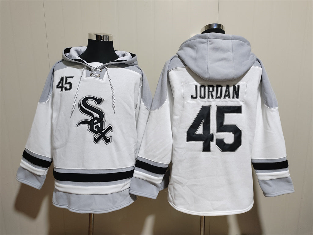 Men's Frank Thomas Chicago White Sox White Jersey Ageless Must-Have Lace-Up Pullover Hoodie