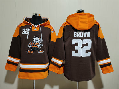 Men's Deshaun Watson Cleveland Browns Brown Jersey Ageless Must-Have Lace-Up Pullover Hoodie