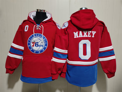 Men's Tyrese Maxey Philadelphia 76ers Blank Red Pullover Hoodie