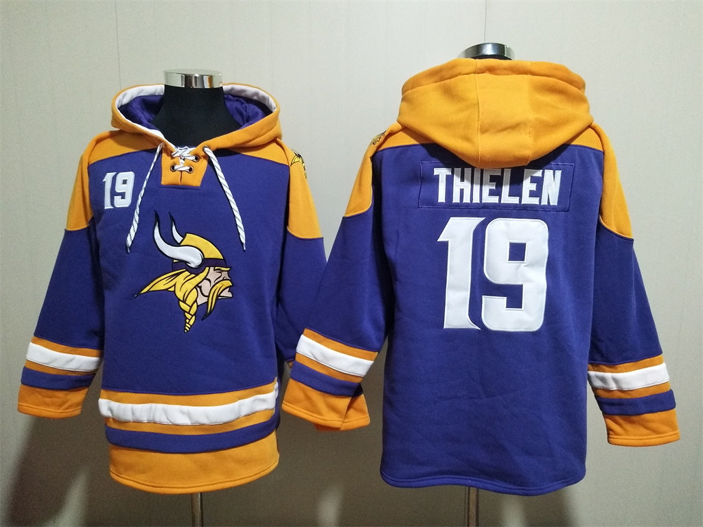 Men's Justin Jefferson Minnesota Vikings Purple Jersey Ageless Must-Have Lace-Up Pullover Hoodie