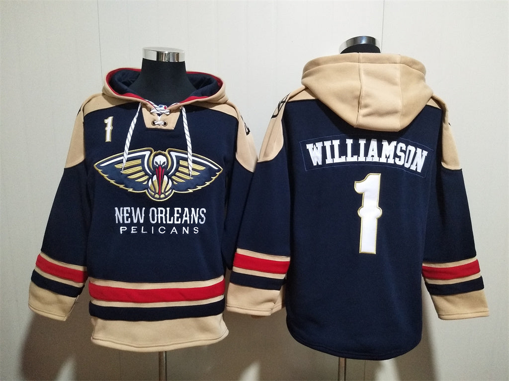 Men's Zion Williamson New Orleans Pelicans Navy Ageless Must-Have Lace-Up Pullover Hoodie