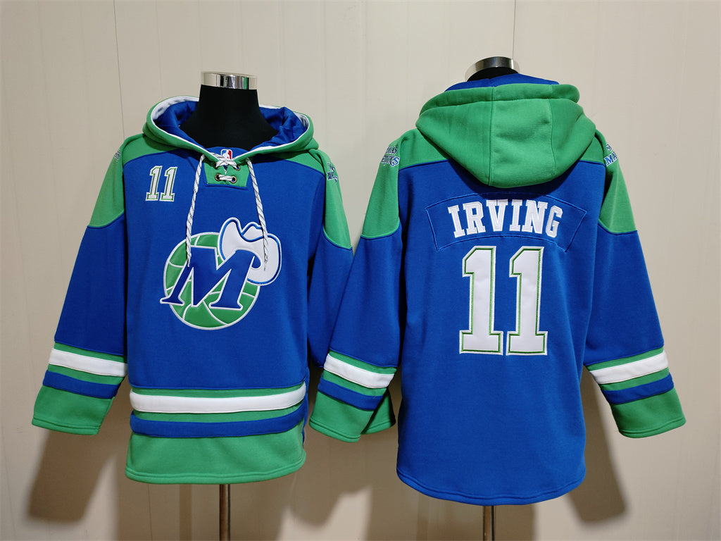 Men's Kyrie Irving Dallas Mavericks Blank Blue Pullover Hoodie