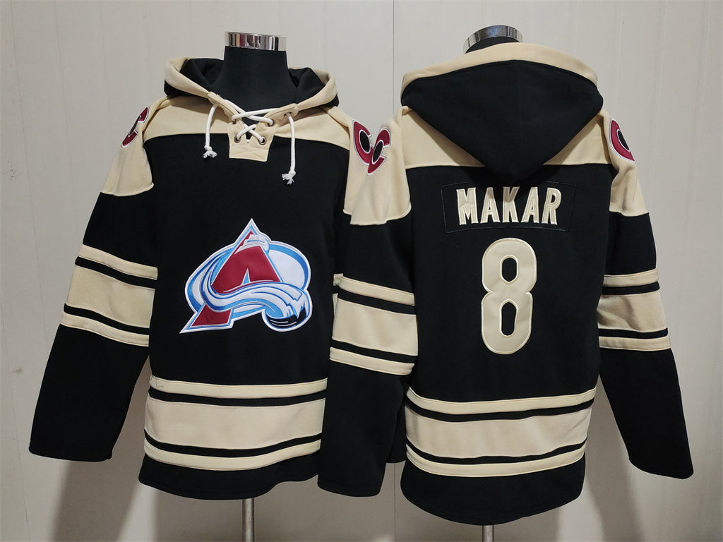 Men's Cale Makar Colorado Avalanche Black Jersey Ageless Must-Have Lace-Up Pullover Hoodie