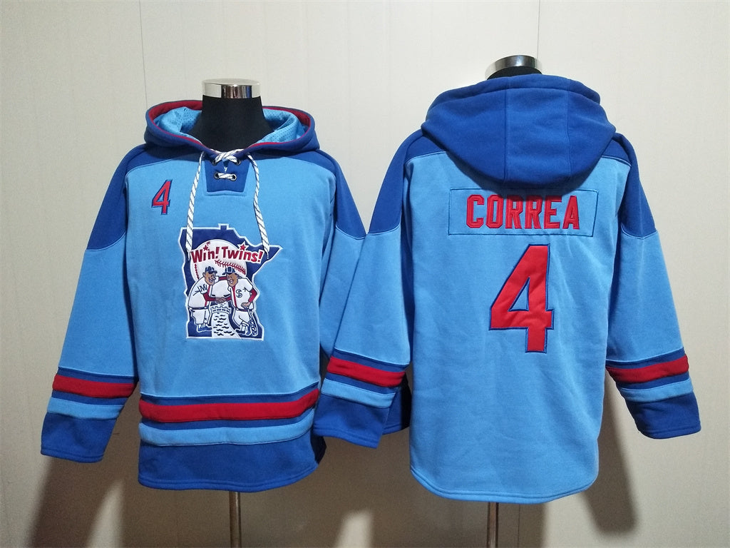 Men's Byron Buxton Minnesota Twins Light Blue Jersey Ageless Must-Have Lace-Up Pullover Hoodie