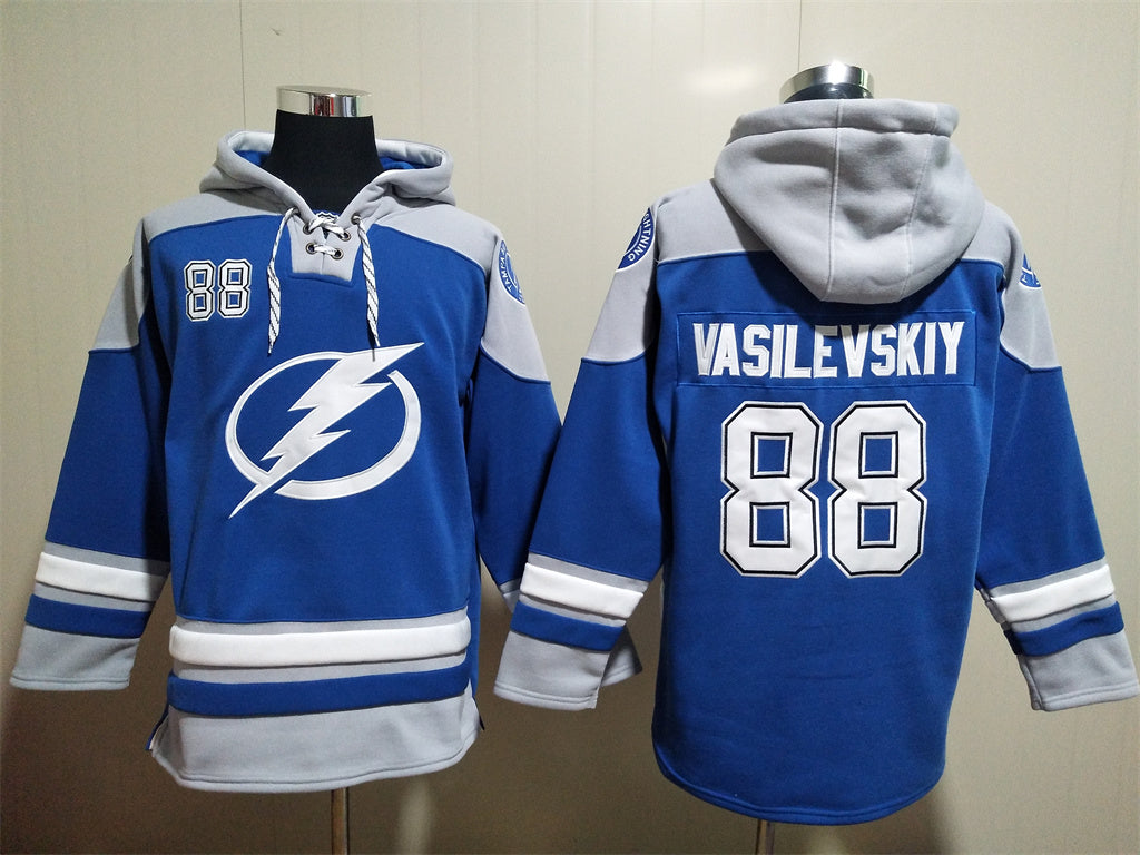 Men's Steven Stamkos Tampa Bay Lightning Blue Jersey Ageless Must-Have Lace-Up Pullover Hoodie
