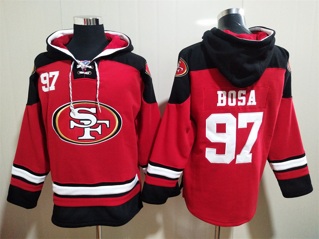 Men's Christian McCaffrey San Francisco 49ers Scarlet Ageless Must-Have Lace-Up Pullover Hoodie