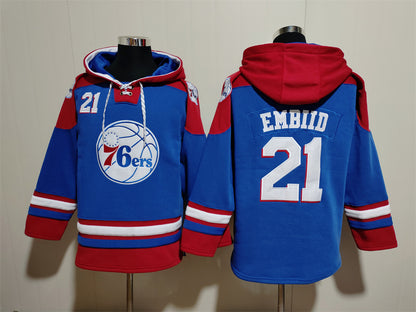 Men's LeBron James Philadelphia 76ers Blank Royal Pullover Hoodie