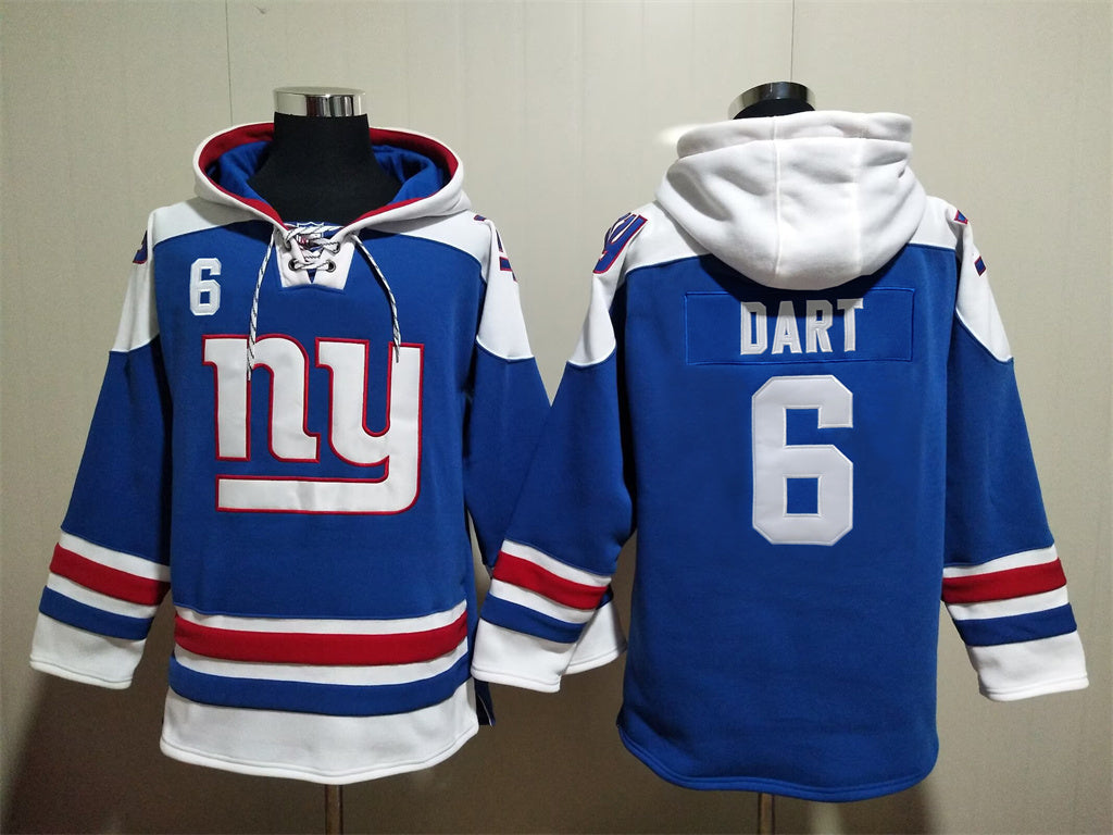 Men's Cam Skattebo New York Giants Royal Jersey Ageless Must-Have Lace-Up Pullover Hoodie