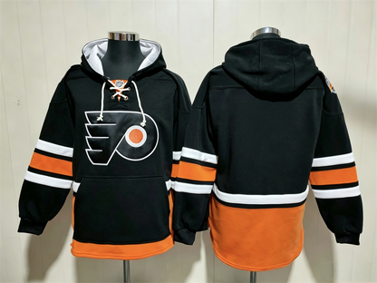 Men's Travis Konecny Philadelphia Flyers Black Jersey Ageless Must-Have Pocket Lace-Up Pullover Hoodie