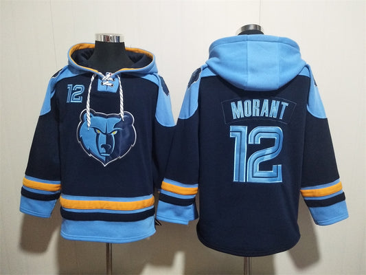 Men's Ja Morant Memphis Grizzlies Navy Ageless Must-Have Lace-Up Pullover Hoodie