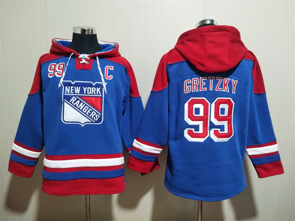 Men's Mika Zibanejad New York Rangers Royal Alternate Jersey Ageless Must-Have Lace-Up Pullover Hoodie