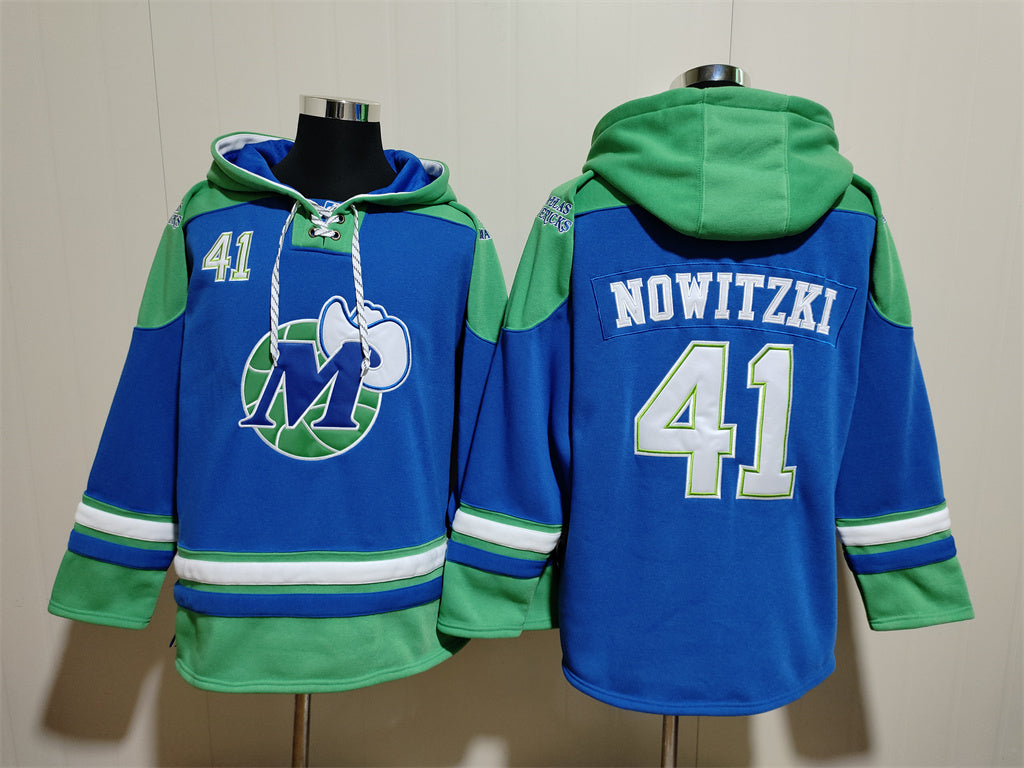 Men's Kyrie Irving Dallas Mavericks Blank Blue Pullover Hoodie