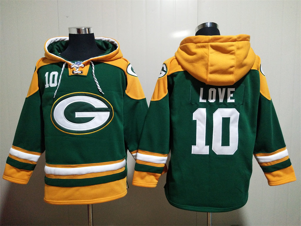 Men's Reggie White Jordan Love Green Bay Packers Green Ageless Must-Have Lace-Up Pullover Hoodie