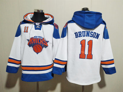 Men's Jalen Brunson New York Knicks Blank White Pullover Hoodie