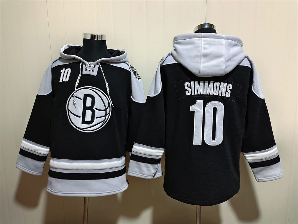 Men's Brooklyn Nets Mikal Bridges Black Ageless Must-Have Lace-Up Pullover Hoodie