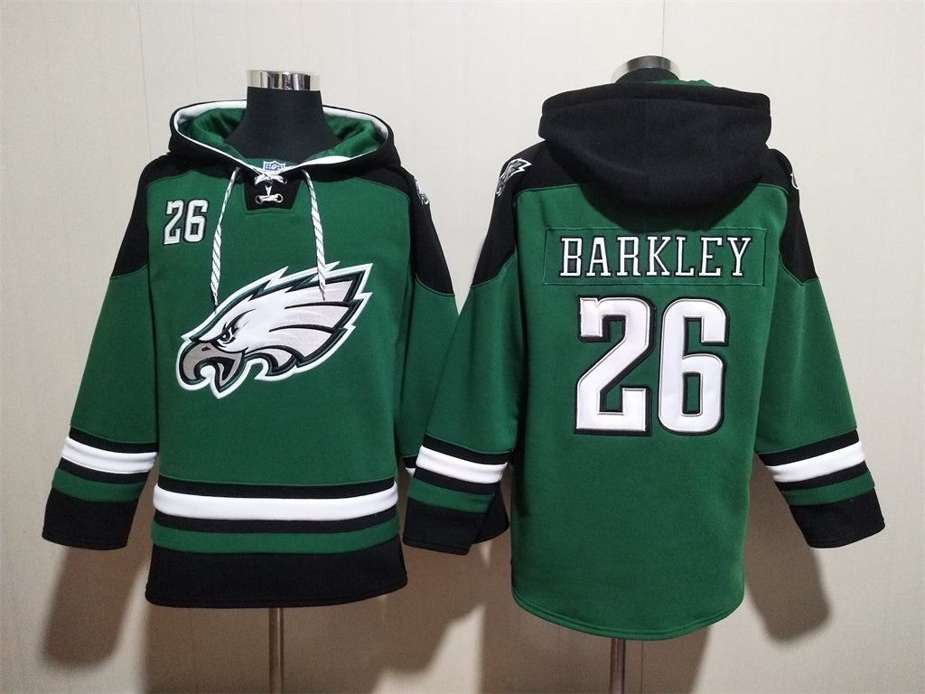 Men's Saquon Barkley Jalen Hurts Philadelphia Eagles Midnight Green Ageless Must-Have Lace-Up Pullover Hoodie