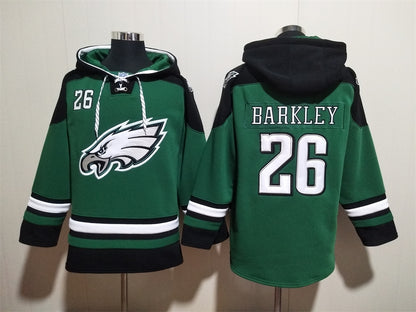Men's Saquon Barkley Jalen Hurts Philadelphia Eagles Midnight Green Ageless Must-Have Lace-Up Pullover Hoodie