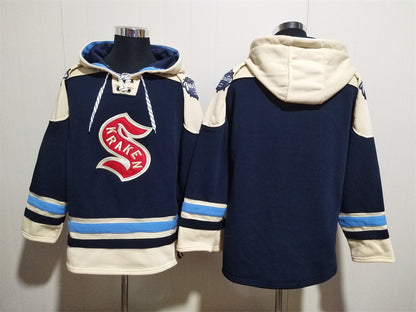 Men's Philipp Grubauer Seattle Kraken Navy Jersey Ageless Must-Have Lace-Up Pullover Hoodie