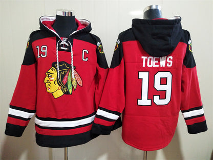 Men's Connor Bedard Chicago Blackhawks Red Jersey Ageless Must-Have Lace-Up Pullover Hoodie
