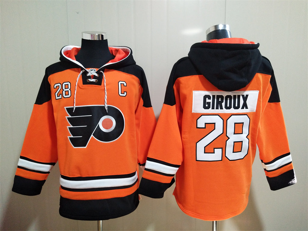 Men's Matvei Michkov Philadelphia Flyers Orange Jersey Ageless Must-Have Lace-Up Pullover Hoodie