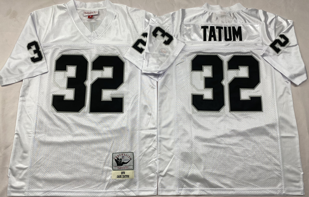 Men's Marcus Allen #32 Oakland Raiders White Black Vintage Stitched Football Jersey